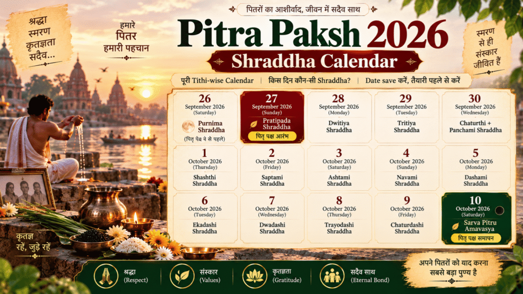 Pitra Paksh 2026 Shraddha Calendar